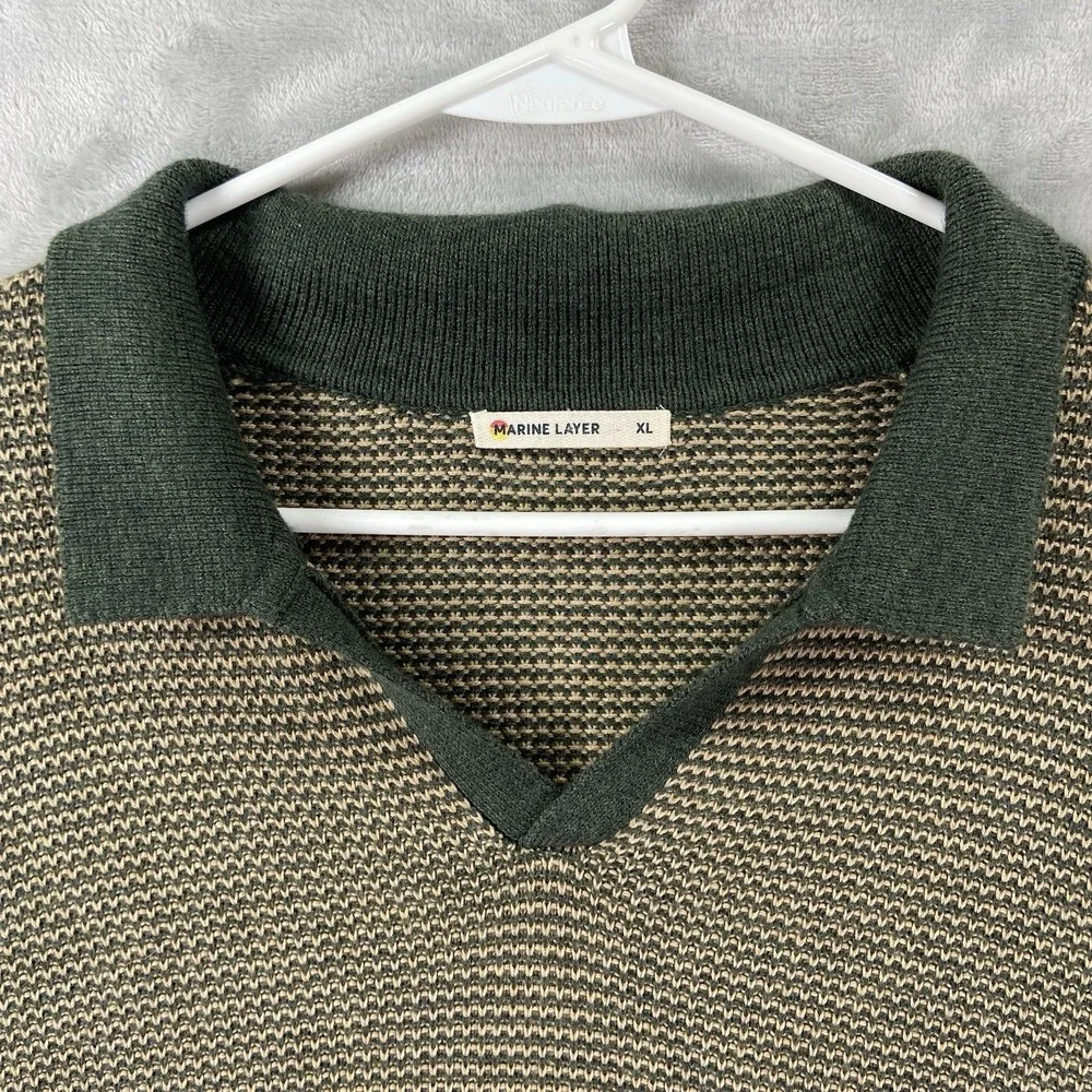 Marine Layer Sweater Polo Shirt Mens XL Liam Long Sleeve Pullover Knit Cozy